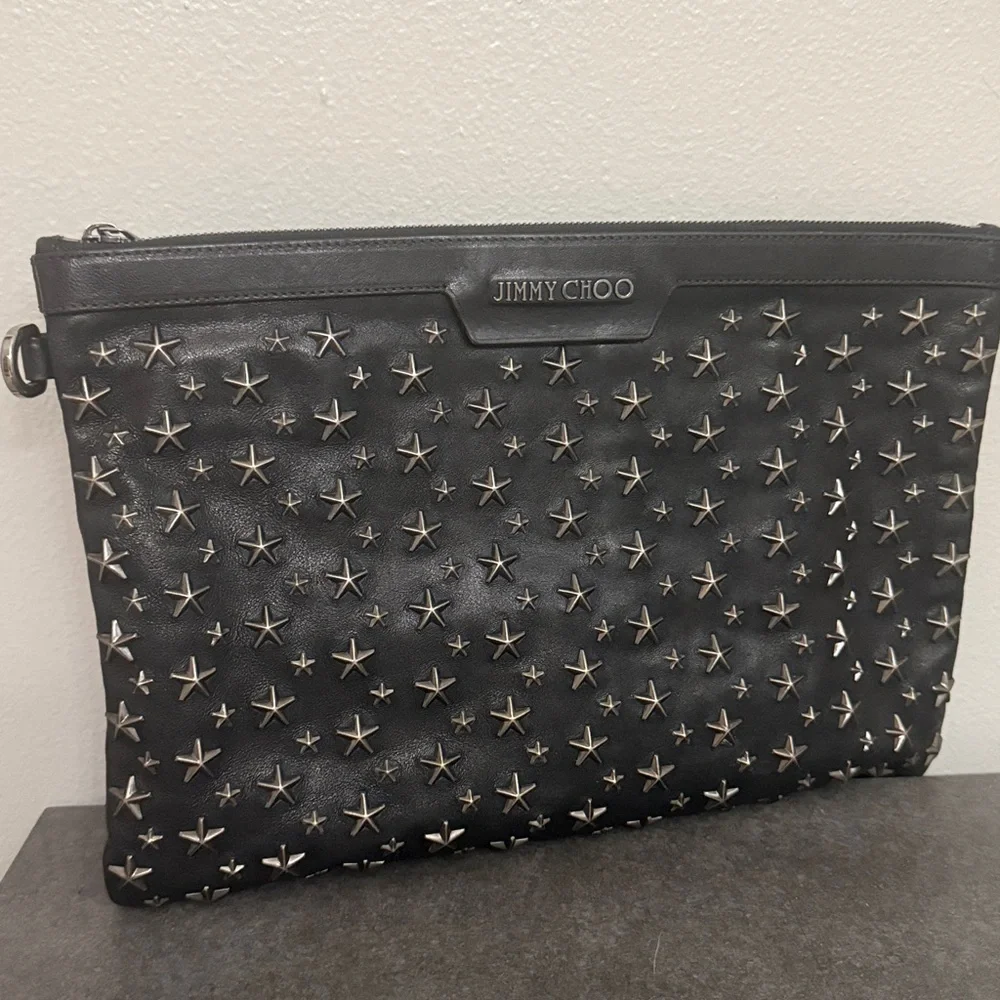 Preloved Jimmy Choo star studded bag. Men/ women clutch, wristlet, tablet bag - Picture 11 of 12